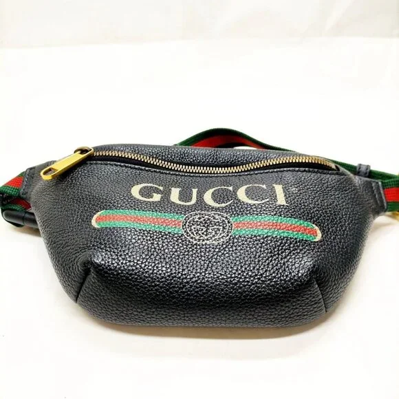 Gucci Waist Pouch Black Leather 450-080725